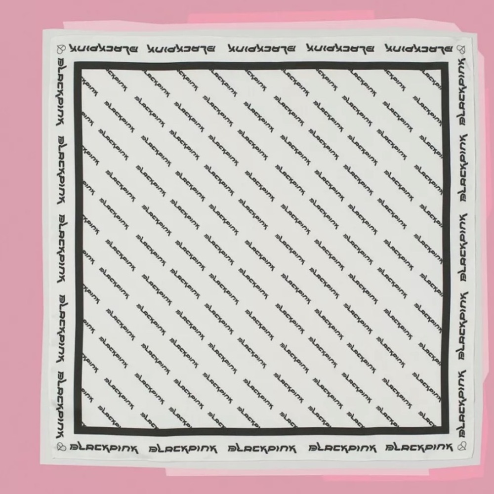 H&M x BLACKPINK Black & White Patterned Satin Scarf JISOO JENNIE ROSE LISA
